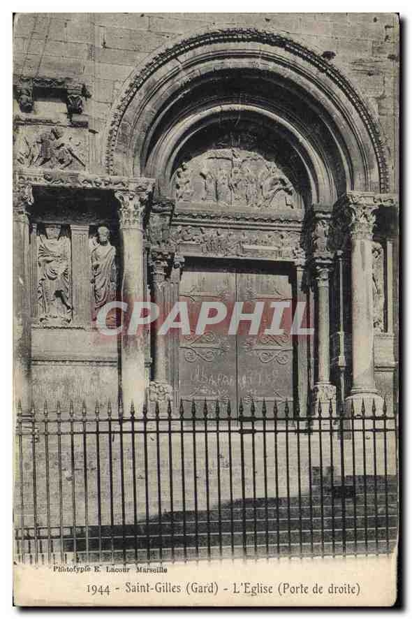 Saint-Gilles (Gard) — L'Église (Porte de droite) — Phototypie E. Lacour, Marseille