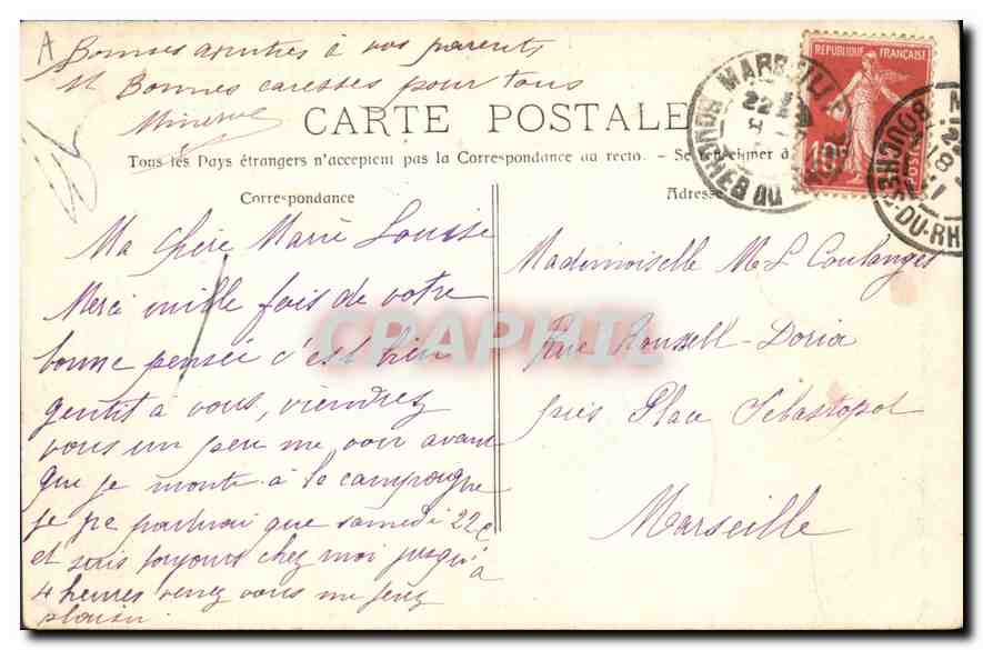CPA N D des Anges Fontaine du Pere Tassy  — Rückseite