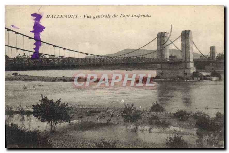 CPA Mallemort vue generale du Pont Suspendu 