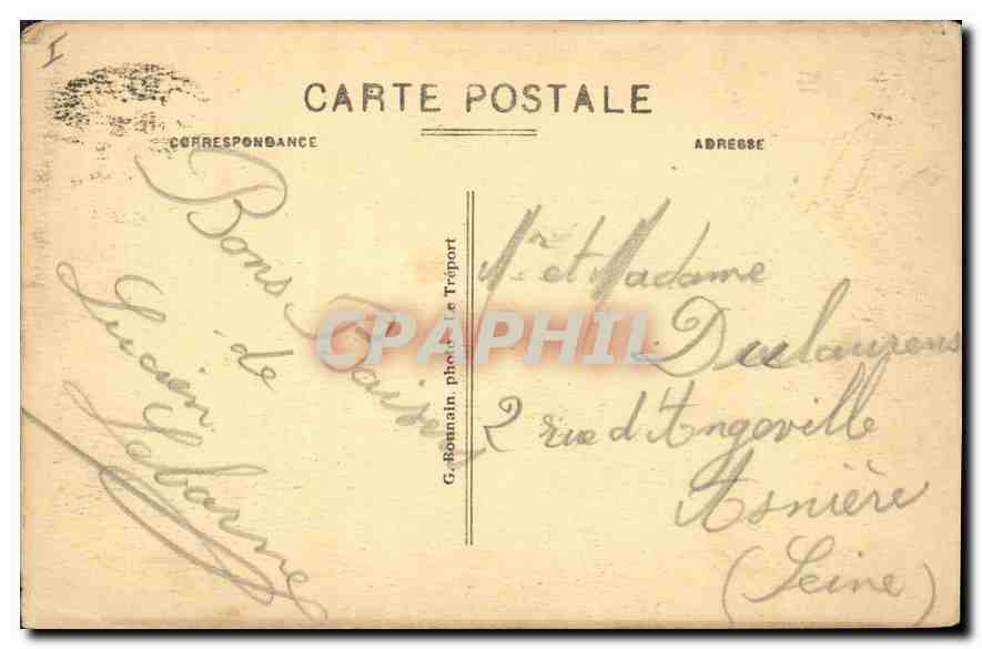 CPA Le Treport le Casino vu de la Mer la plage a Maree haute  — Rückseite