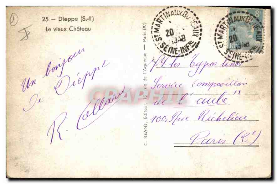 CPA Dieppe S I le vieux chateau  — Rückseite