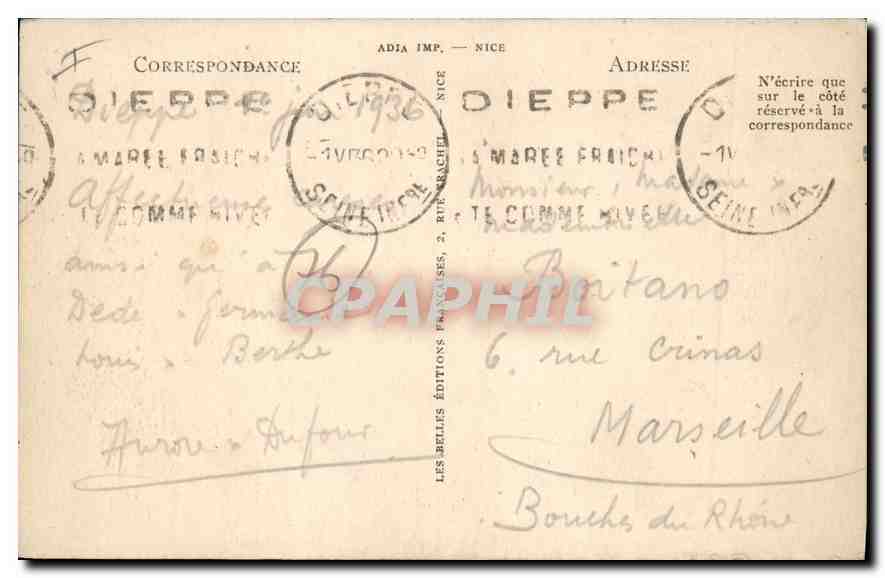 CPA Dieppe Falaise du Pollet et l'eglise du Bon Secours  — Rückseite