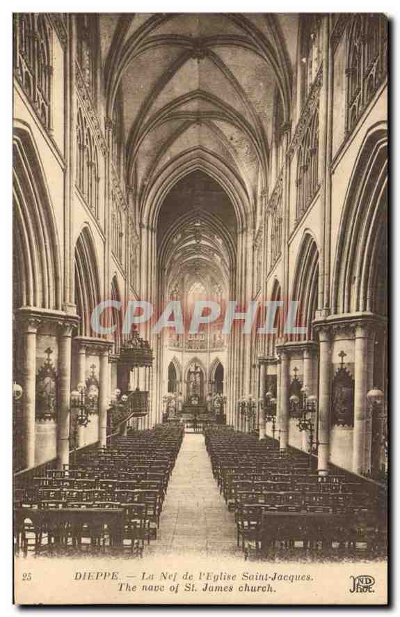 CPA Dieppe La Nef de l'Eglise Saint Jacques 