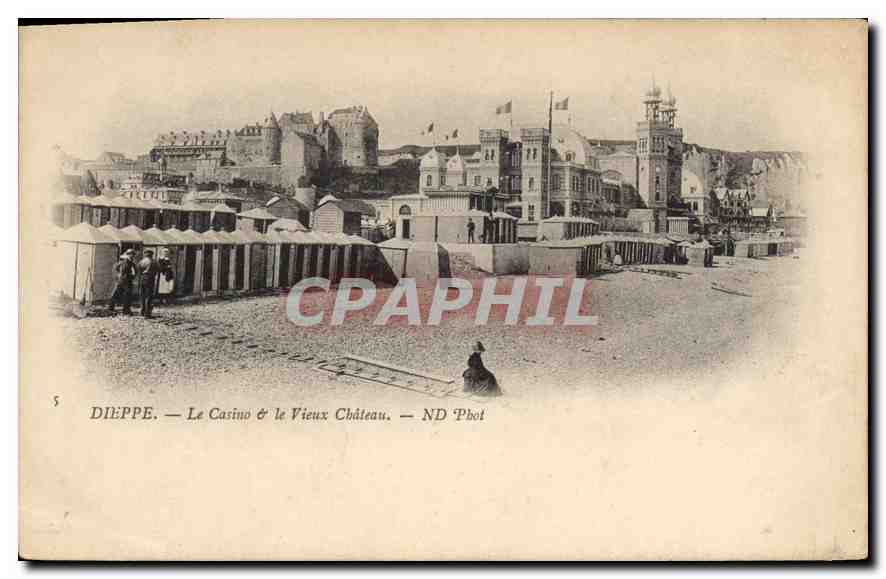 CPA Dieppe le Casino et le vieux chateau 