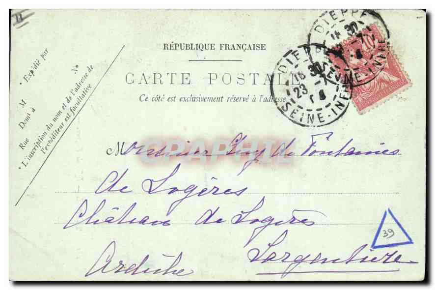CPA Dieppe Effet de Vagues  — Rückseite