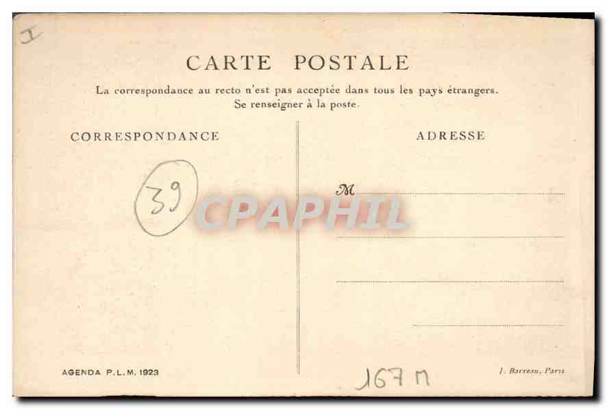 CPA Jura route de St Laurent a Champagnole service d'Auto Cars PLM  — Rückseite