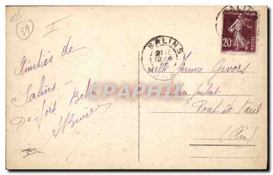 CPA Salins le Fort Belin  — Verso