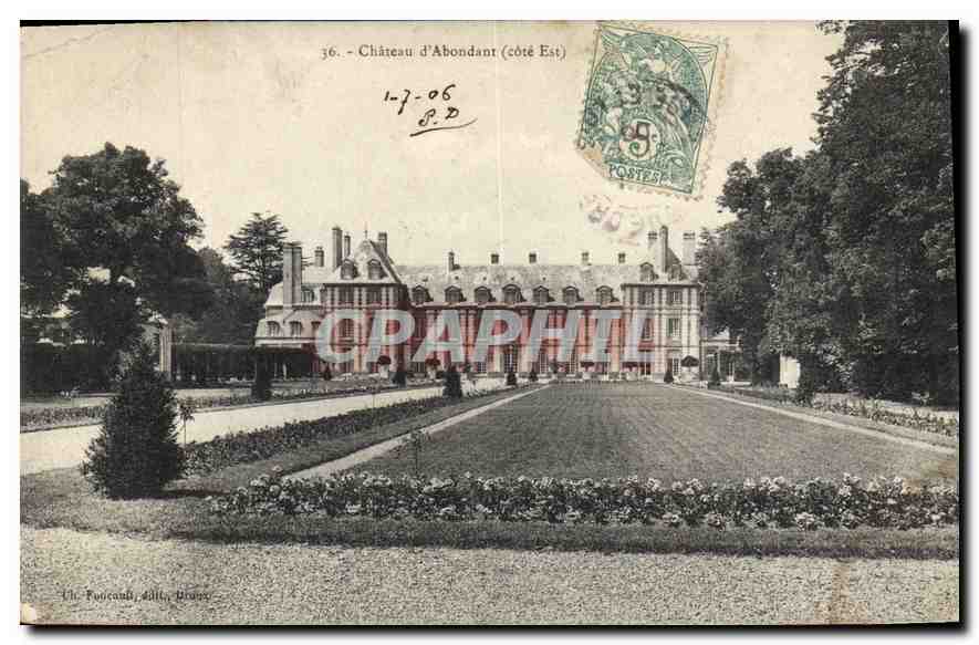 Château d'Abondant (côté Est) — Vue du château et de ses jardins — Ch. Poncail, éditeur, n°36