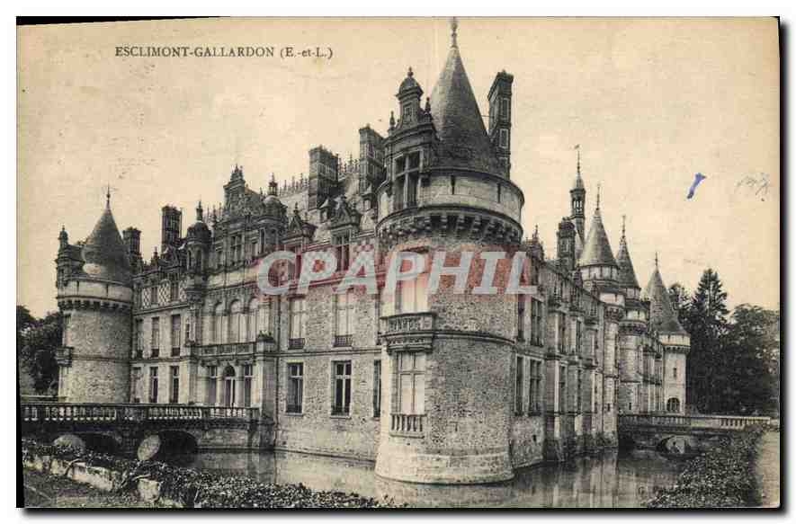 Château d'Esclimont-Gallardon (E.-et-L.) — Ansicht des Schlosses mit Brücke und Teich — unbekannter Verlag