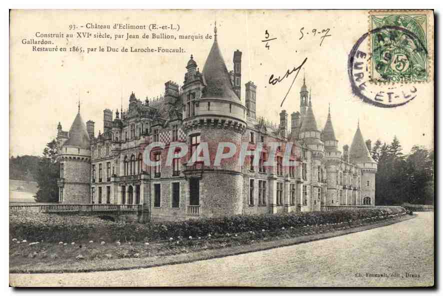 Château d'Eclimont (E.-et-L.) — Construit au XVIe siècle, restauré en 1865 — Éditeur : Th. Foucault, Drouin