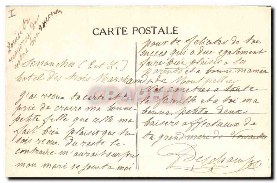 CPA Chateau des Vaux E et L le Trocadero  — Rückseite