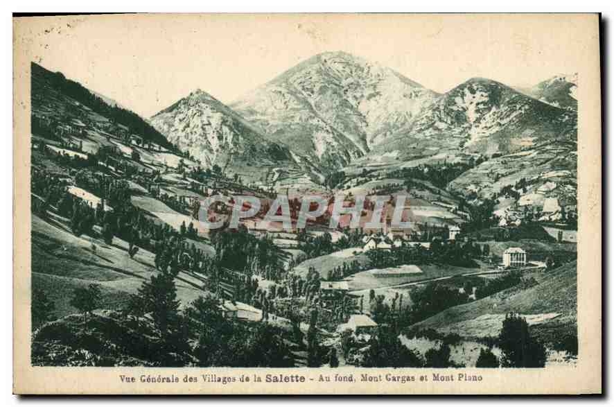 Vue Générale des Villages de la Salette — Au fond, Mont Cargas et Mont Piano — Éditeur P. Pugl. & Cie, Toulouse