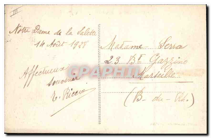 Pilgerung zu N.-D. de la Salette — Allgemeine Ansicht — Verlag: Imprimerie des Chapelains — Rückseite
