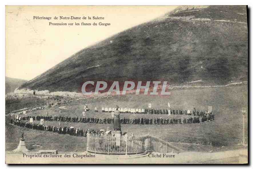 Pèlerinage de Notre-Dame de la Salette — Procession sur les flancs du Gargas — Cliché Faure