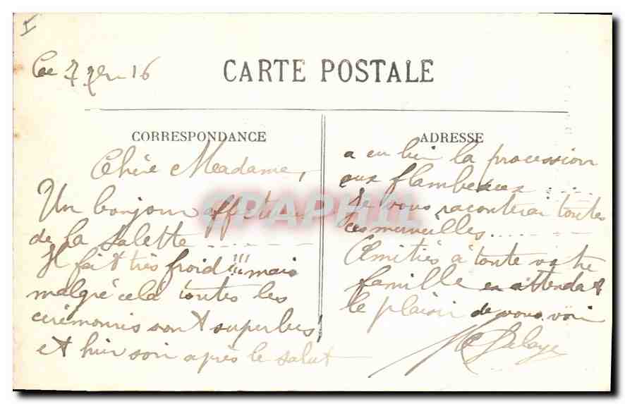 Dauphiné — Pèlerinage de N.-D. de la Salette — L'Apparition - E.R. — Verso