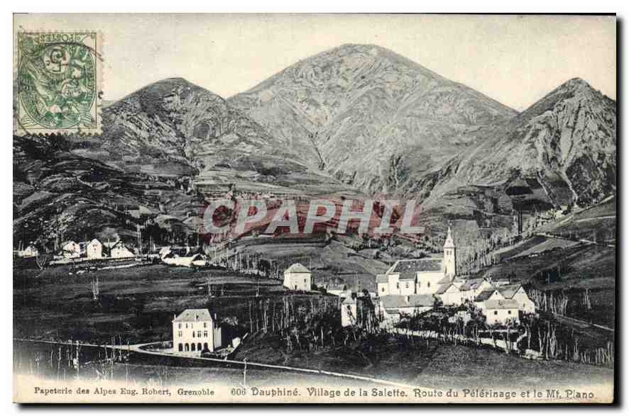 Village de la Salette — Route du Pèlerinage et le Mt. Plano — Papeterie des Alpes Eug. Robert, Grenoble, n°606