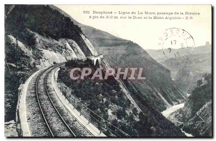 Dauphiné — Ligne de La Mure, passage de la Rivoire à pic de 3.0 m sur le Drac et le Mont Aiguille — Éditeur R