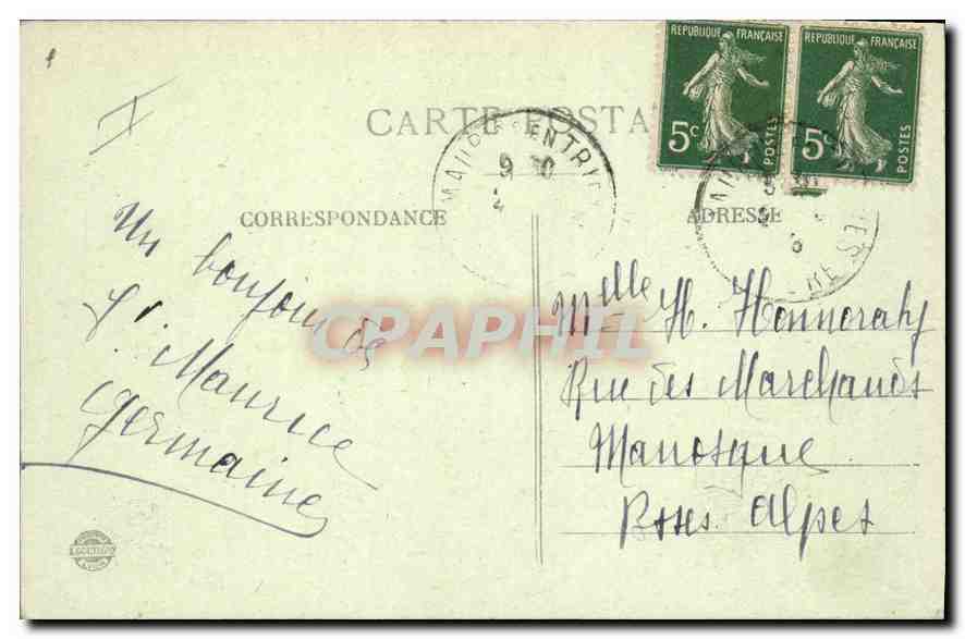 Dauphiné — Ligne de La Mure, passage de la Rivoire à pic de 3.0 m sur le Drac et le Mont Aiguille — Éditeur R — Verso