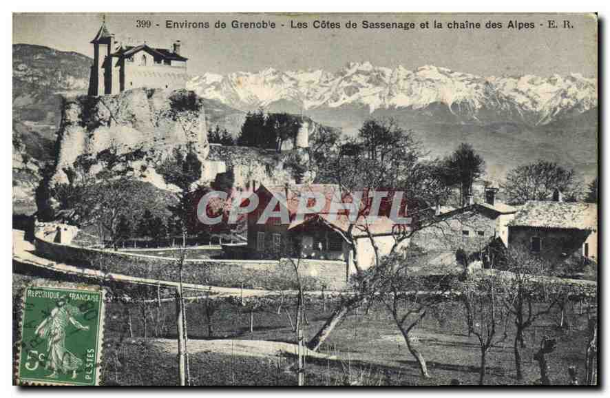 Environs de Grenoble - Les Côtes de Sassenage et la chaîne des Alpes - E.R. - n°399