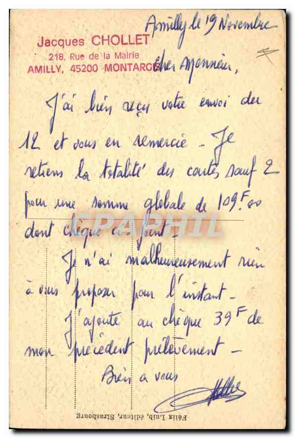 CPA Mont Sainte Odile  — Verso