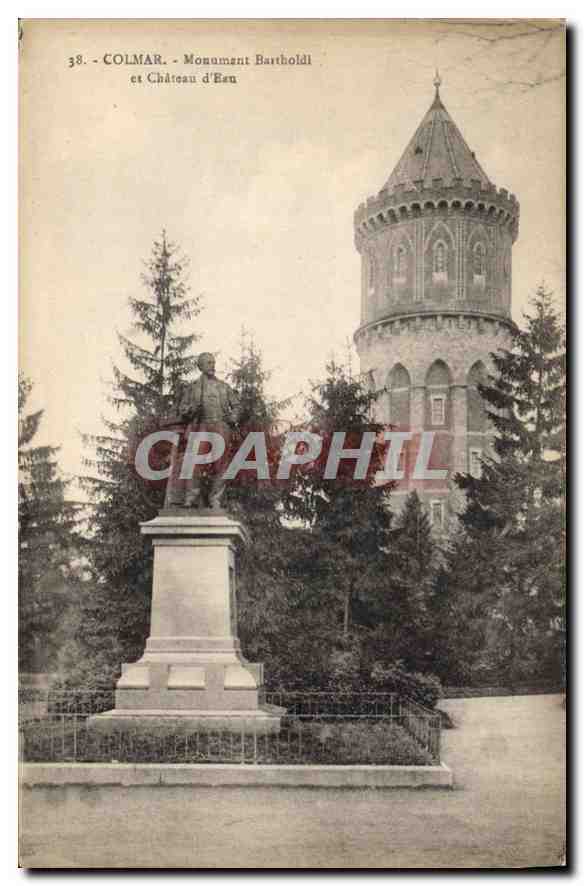 CPA Colmar monument Bartholdi et chateau d'Eau 