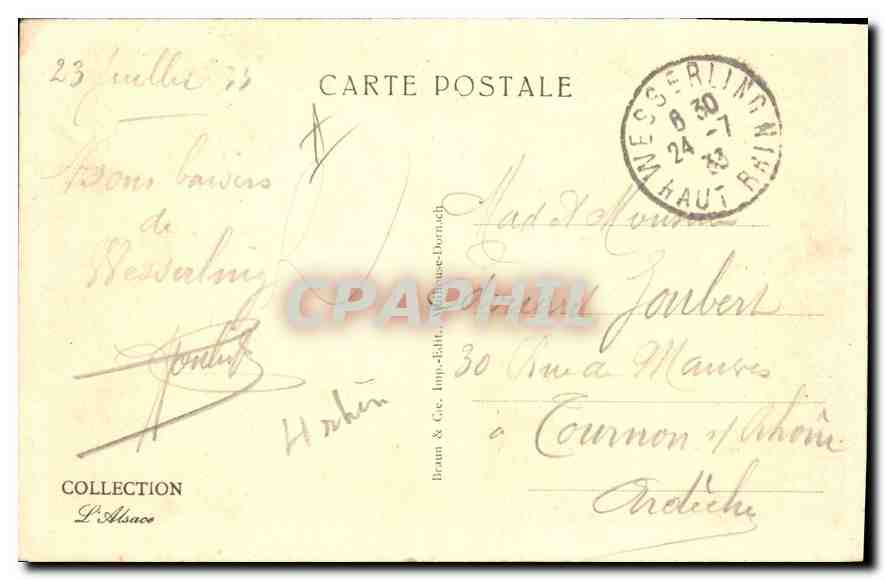 CPA Wesserling  — Rückseite