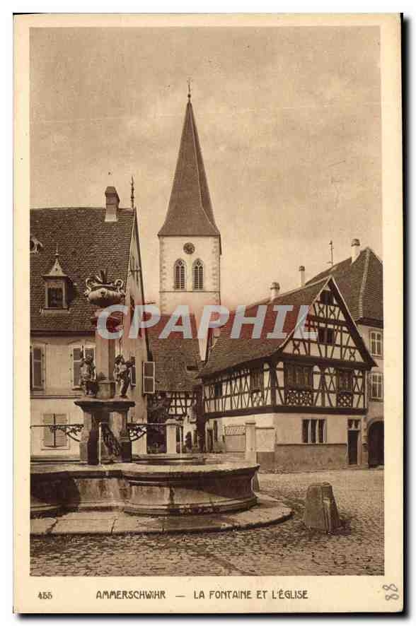 Ammerschwihr — La fontaine et l'église — CPAPHIL n°465