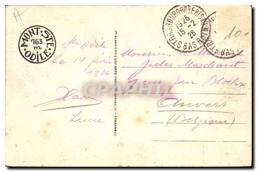 CPA Mont Ste Odile Le Mur paien  — Verso