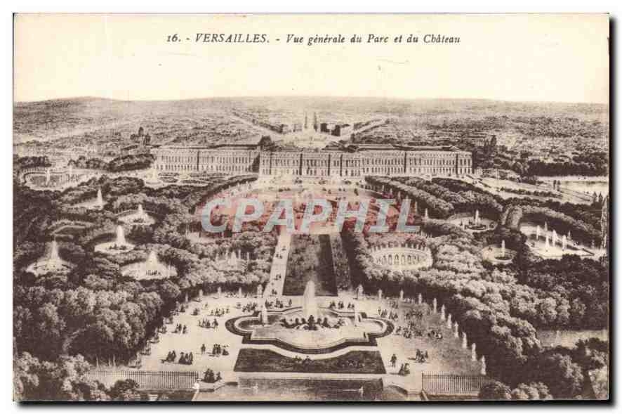 CPA Versailles Vue generale du Parc et du Chateau 