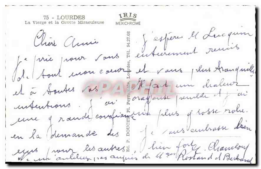 CPA Lourdes La Vierge et la Grotte Miraculeuse  — Verso