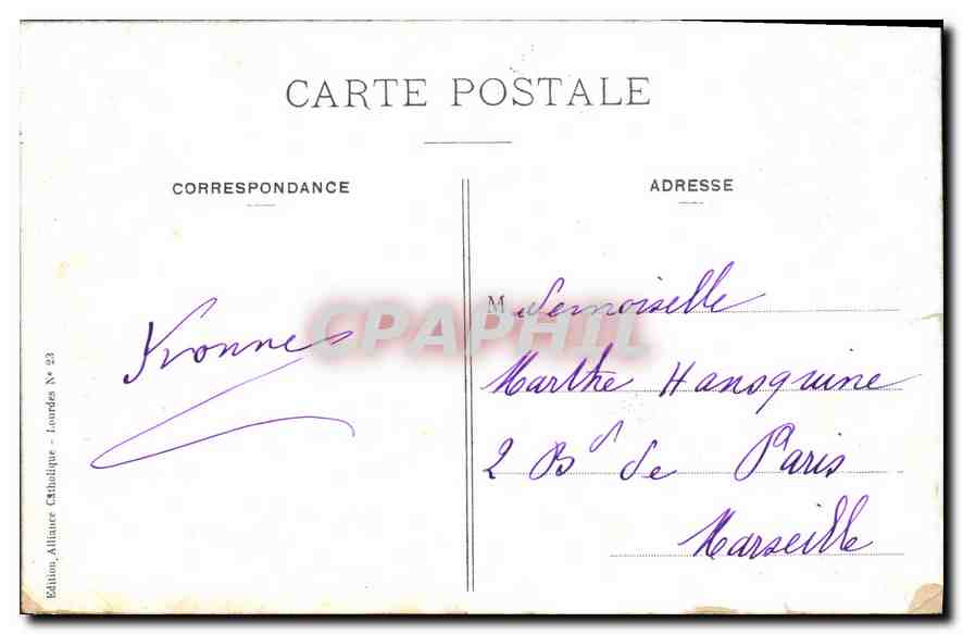 CPA Lourdes Le Boulevard de la Grotte  — Verso