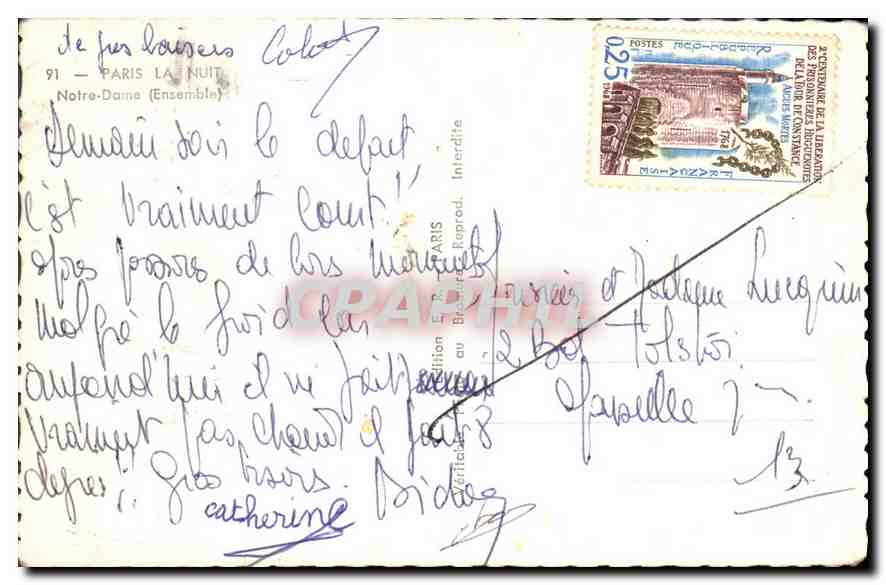 CPA Paris la Nuit Notre Dame  — Verso