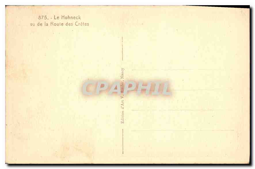 CPA Le Hohneck vu de la Route des Cretes  — Rückseite