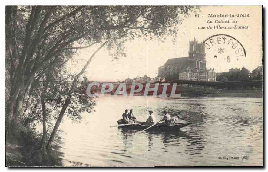 Mantes-la-Jolie — La Cathédrale vue de l'Île-aux-Dames — B. F., Paris