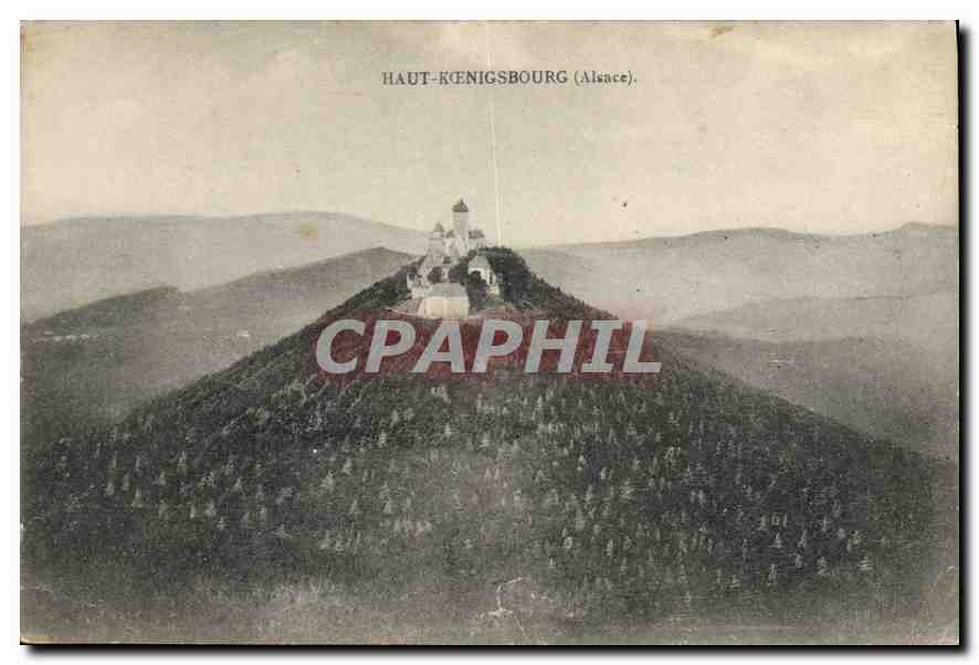 Haut-Kœnigsbourg (Alsace) — château surmontant une colline boisée — éditeur Félix Luib, Strasbourg