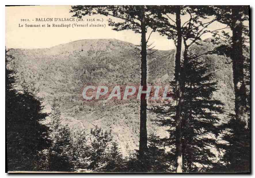 Ballon d'Alsace (alt. 1256 m.) — Le Sommet et le Rundkopt — Cartes 'La Cigogne', Strasbourg