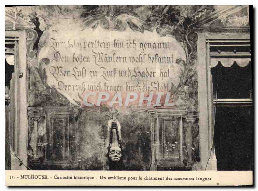 CPA Mulhouse Curiosite historique Un embleme pour le chatiment des mauvaises langues 