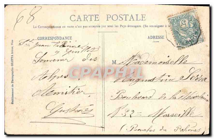 BREIL - Vallée de la Roya (Alp.-Mar.) — Édition Gilelta, phot. Nice, n° 1263 — Verso