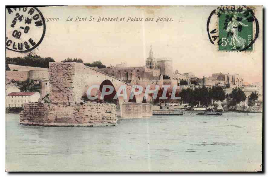 CPA Avignon Le Pont St Benezei et Palais des Papes 