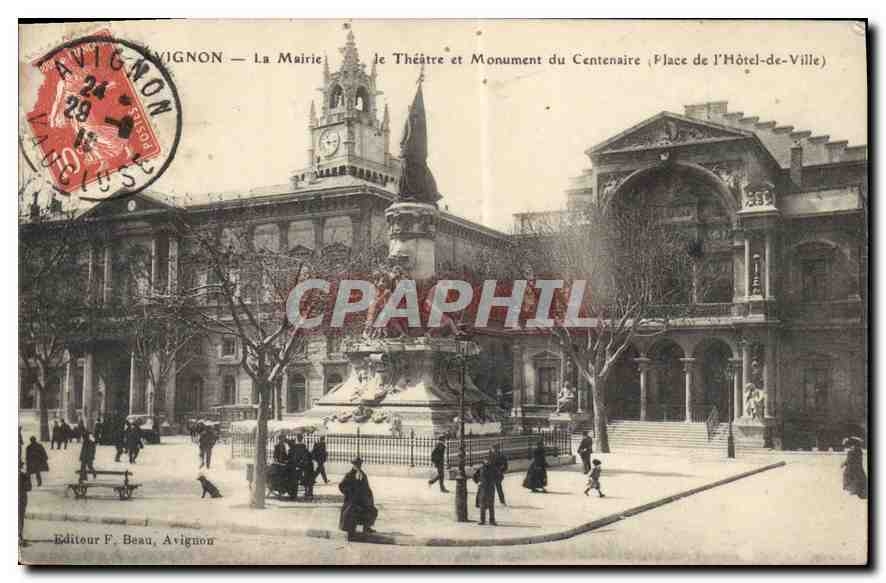 CPA Avignon La Mairie Le Theatre et Monument du Centenaire Place de l'Hotel de Ville 