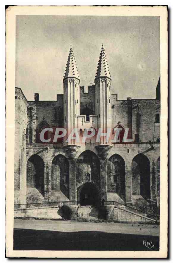 CPA Avignon Palais des Papes Entree principale avec les echauguettes 