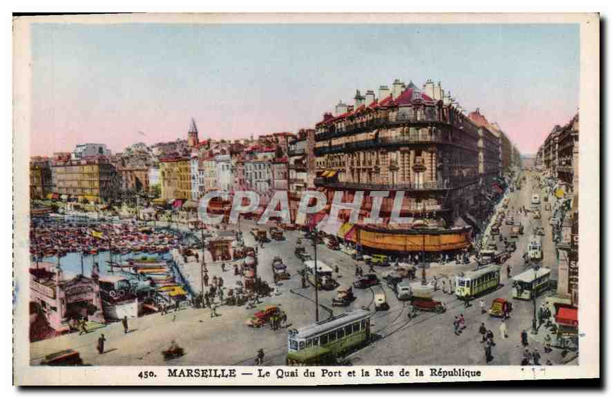 CPA Marseille Le Quai du Port et Rue de la Republique