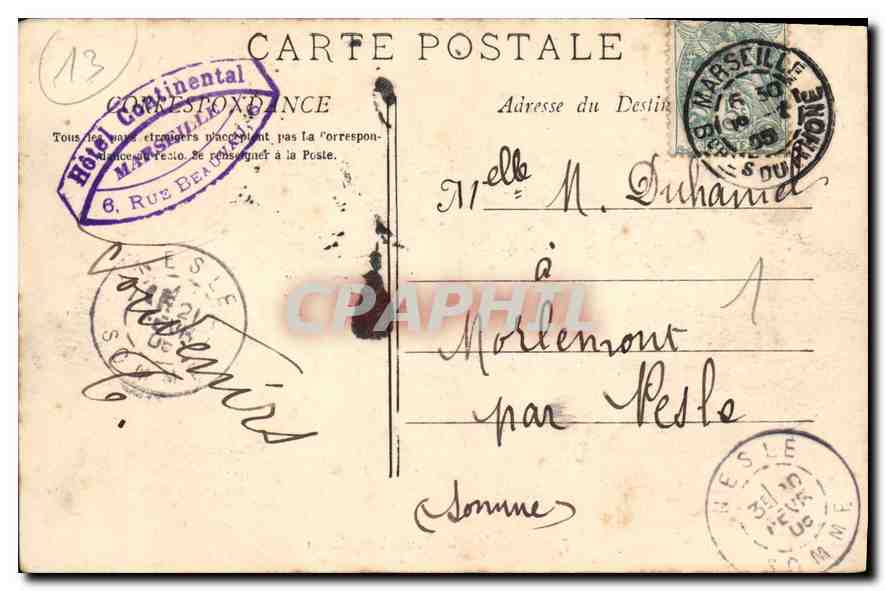 CPA Marseille Le Palais Longchamp  — Verso