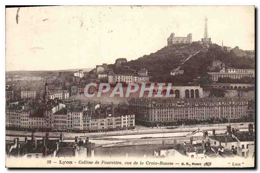 Lyon - Colline de Fourvière, vue de la Croix-Rousse — B. F., Paris — "Lux"
