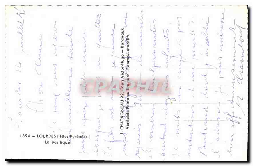 CPA Lourdes Htes Pyrenees La Basilique  — Verso