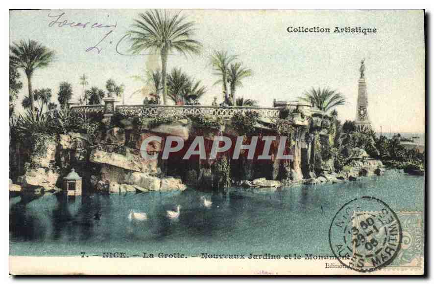 CPA Nice La Grotte Nouveaux Jardine et le Monument 