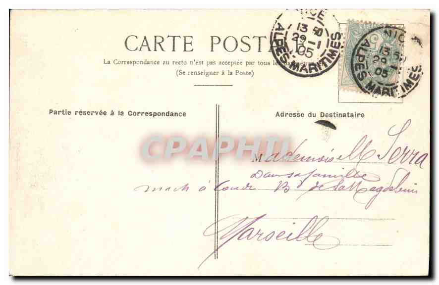 CPA Riviera Edition Nice Le Palais de Justice — Verso