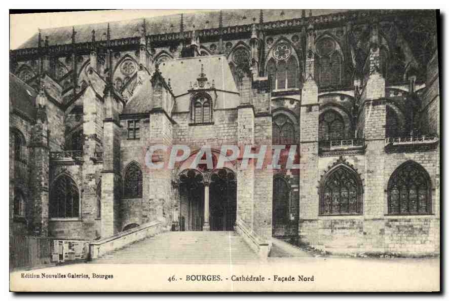 CPA Bourges Collegiale St Ursin Tympan  Cathedrale Facade Nord 