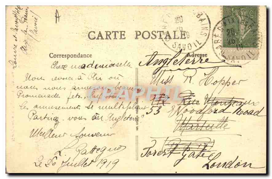 CPA Aix les Bains La Savoie Le Val du Fier  — Verso