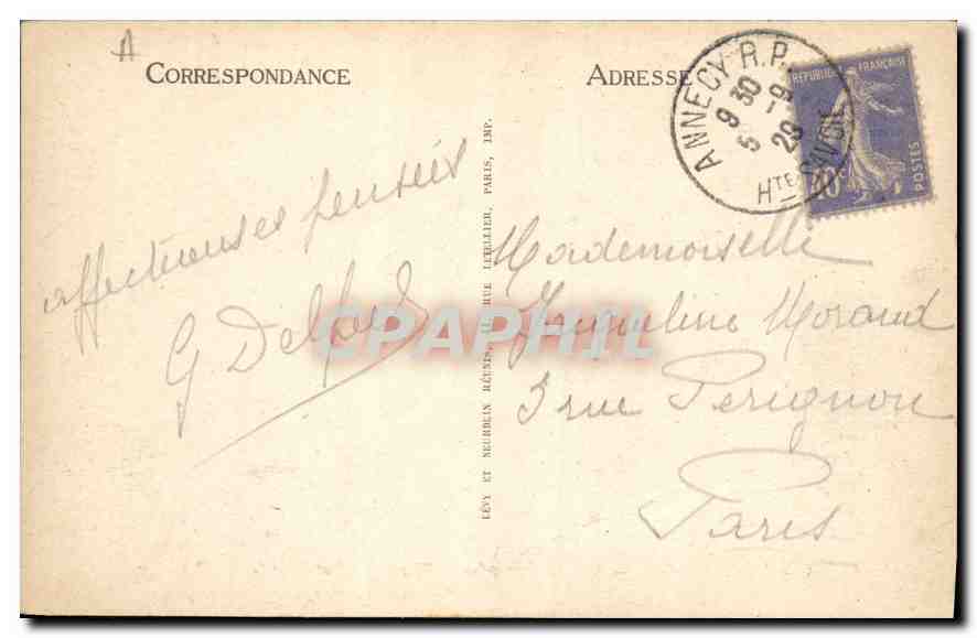 CPA Aix les Bains Le Lac du Borget et la Dent du Chat  — Verso